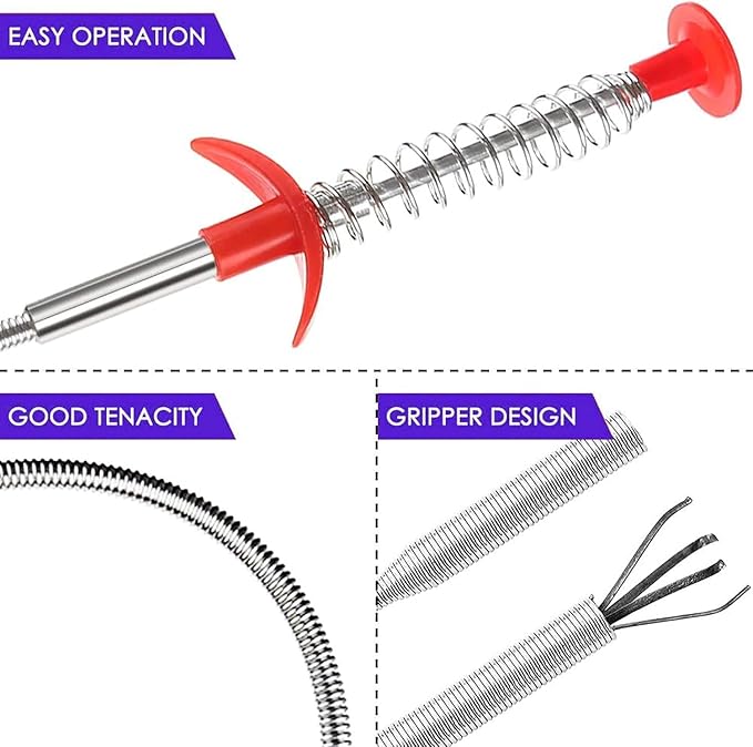 Drain Snake Hair Drain Clog Remover Tool - 116 inch Sink Drain Cleaner for Toilet Sewer Shower Kitchen Bathroom Tub Clogged Drains Opener Cleaning Tool
