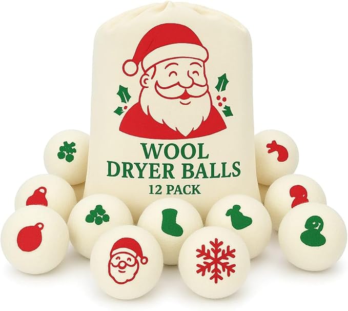 Wool Dryer Balls Pack of 12 Christmas Gift for Women Organic Wool Dryer Balls