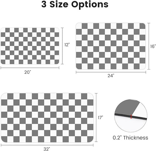 12" x 20" Checkered Dish Drying Mat for Kitchen Counter, Absorbent Coffee Bar Mat for Espresso Machine Coffee Countertops Accessories (Grey)