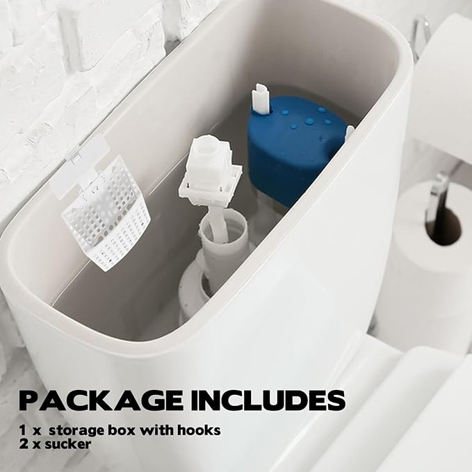 2PCS Toilet Tank Cleaning Tablet Holder, Hanging Holder with Adjustable Hook to Hang Toilet Cleaner Box, Can Collect Residue Inside the toilet, White