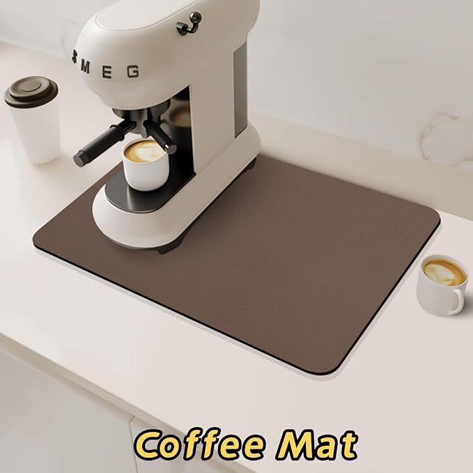 Bloss Dish Drying Mat + Faucet Mat for Kitchen Sink, Kitchen Sink Mats with Non-Slip Rubber Backed, Sink Matt for Kitchen Sink - 2PCS/Brown