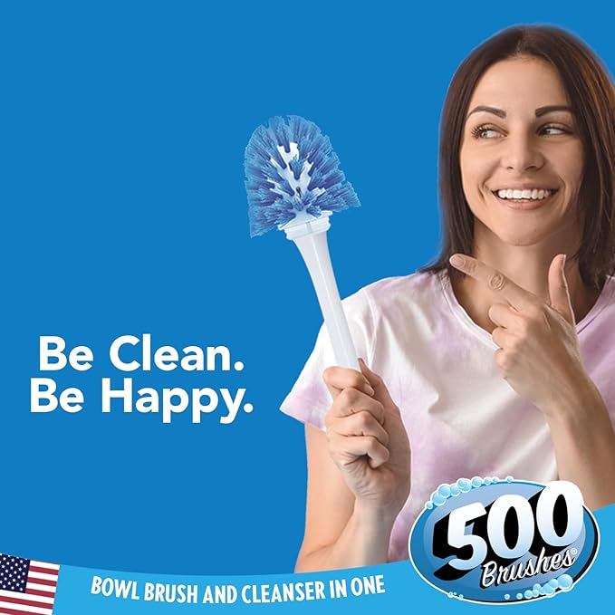 LOLA Self Dispensing Toilet Brush System, 2 Nylon Bristle Cleaning Wands w/ 20 Long-Lasting Concentrated Cleaner Tablets, 4 Refillable Heads 2 Caddies, No Liquid Cleaner Needed, Refillable & Reusable