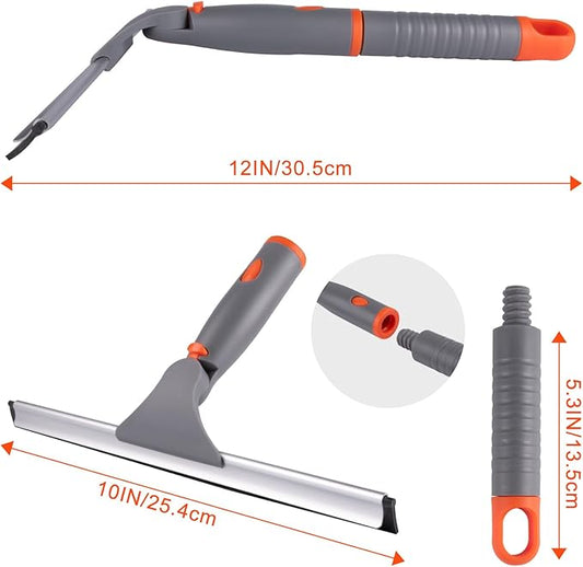 ITTAHO 10" Swivel Window Cleaning Squeegee, All-Purpose Anti-Slip Window Squeegee with 2 Blades, Window Cleaner Tool Bathroom Squeegee for Shower Doors, Tile Shower Walls,Mirrors,Car Windshields