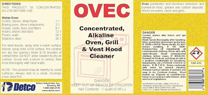 Detco-OVEC - Industrial Oven & Grill cleaner for Restaurant, and Commercial Kitchen Equipment. Removes burned on oils & grease (1)