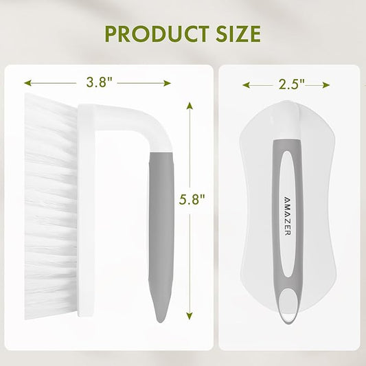 Amazer Scrub Brush for Cleaning Comfort Grip Shower Scrubber Flexible Stiff Bristles with Handle Heavy Duty Cleaner Brush for Tub Sink Carpet Floor - Pack of 2 (Grey+Grey)