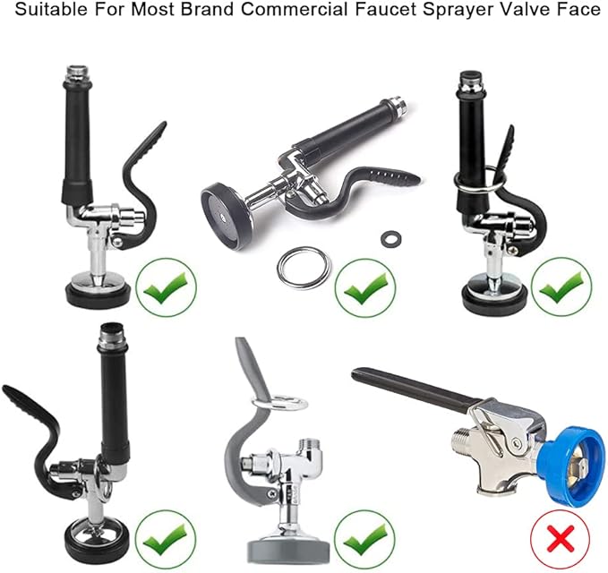 Spray Valve Repair Kit 1.42 GPM Pre-Rinse Spray Face for All Commercial Faucet Sink Dish Sprayer Valve, Touch On Kitchen Sink Faucets Repair Kit Replacement, Gray
