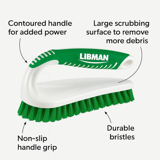 LIBMAN Scrub Brush - Heavy Duty Cleaning Brush with Strong Bristles - 3 pk Durable Scrub Brushes for Cleaning Bathroom, Kitchen, Floor, Shower, Sink, Tub, Carpet - All Purpose