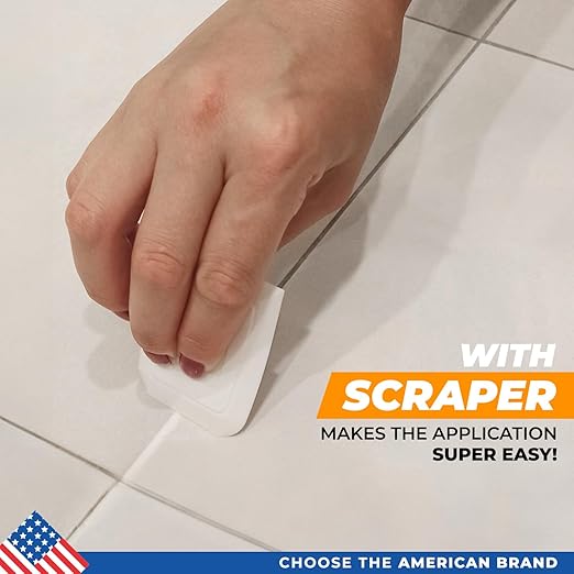 PentaUSA Tile Grout Repair Kit - Premixed Squeezable Sanded Grout Filler for Shower, Bathroom & Kitchen, Fast Drying Waterproof Triple Protection, Fills Cracked Grout Lines (White, 8.8oz / 250g)