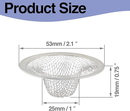 Piutouyar 2 Pack Stainless Steel Kitchen Sink Strainer, 2 Inch Diameter Mesh Basket Large Round Filter Kitchen Drain Strainer Food Catcher for Bathroom Bathtub Wash Basin Garbage