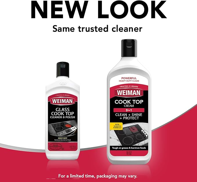 Weiman Ceramic and Glass Cooktop - 10 Ounce - Stove Top Daily Cleaner Kit - 12 Ounce - Glass Induction Cooktop Cleaning Bundle for Heavy Duty Mess Cleans Burnt-on Food