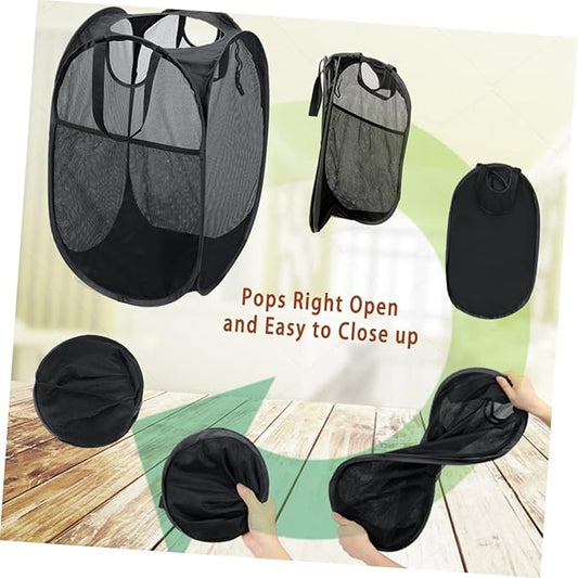 Folding Laundry Basket Square Collapsible Storage Container for Clothes Capacity Black Clothes Hamper for Home College Dorm and Travel