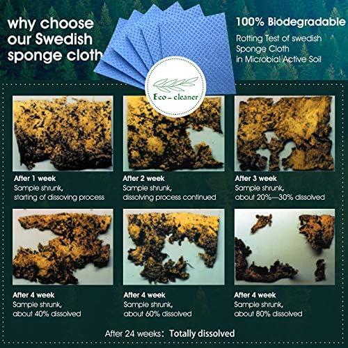 Swedish Dishcloth Cellulose Sponge Cloths – Bulk 10 Pack of Eco-Friendly No Odor Reusable Cleaning Cloths for Kitchen – Absorbent Dish Cloth Hand Towel (10 Dishcloths – Assorted)