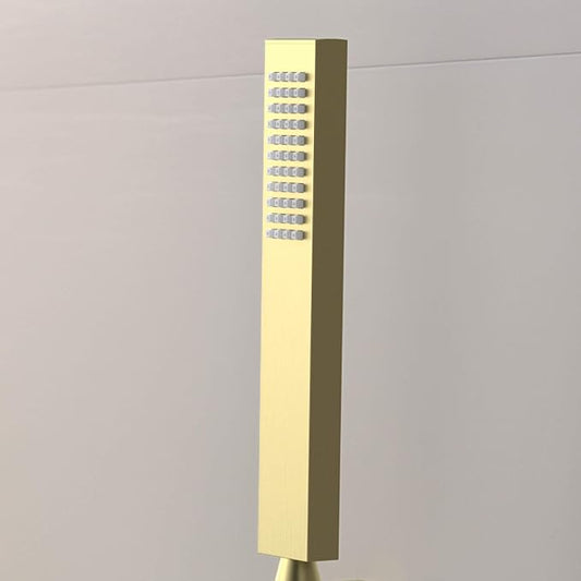 Kibi Cube Metal Handheld Showerhead – Solid Brass Single Spray Hand Shower with Universal Fit, Durable Corrosion-Resistant Design for Bathroom Showers – Easy Install, Brushed Gold