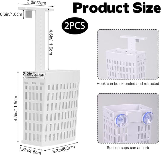 2PCS Toilet Tank Cleaning Tablet Holder, Hanging Holder with Adjustable Hook to Hang Toilet Cleaner Box, Can Collect Residue Inside the toilet, White