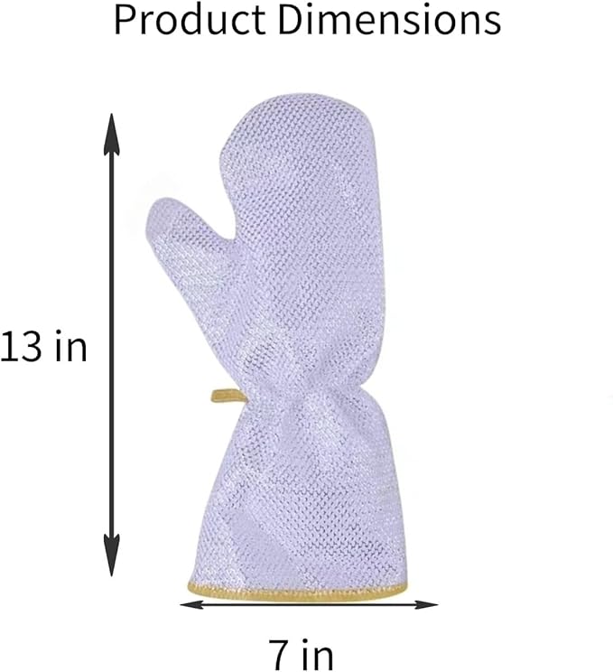 Dishwashing Gloves Non-Scratch Nylon Cleaning Mittens Stainless Steel Wire Balls Hanging Strap for Kitchen Housework