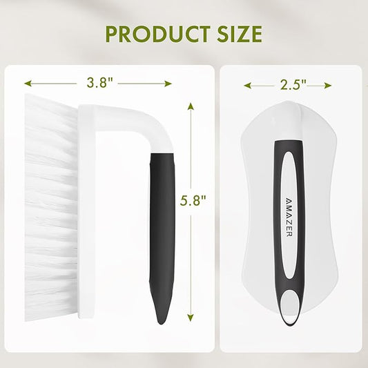Amazer Scrub Brush for Cleaning Comfort Grip Shower Scrubber Stiff Bristles with Handle Heavy Duty Cleaner Brush for Tub Sink Carpet Floor - Pack of 2 (Black+Black)