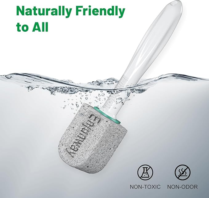 Pumice Stone Toilet Bowl Cleaner,Bathroom Cleaner Brush Toilet Wand Refills with 30CM Long Handle for Remove Hard Water Stains with 1 Wand+ Pumice Stones (20 Pack Stone)