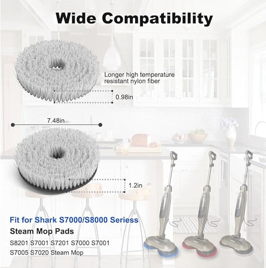 Upgraded Steam and Scrub Mop Replacement Pads for Shark S8002BRN S8201 S8001 S7000 S7001 S7020 S7005 with Scratch-free Brush Heads & Replacement Pads|Deep Clean Hard Floors of Kitchen & Bathroom