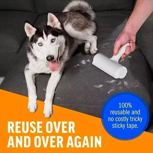 Reusable Pet Hair Remover Roller, Self-Cleaning Lint Roller for Dog and Cat Fur, No Sticky Tape for Couch, Carpet, Furniture, Bedding, Home and Car