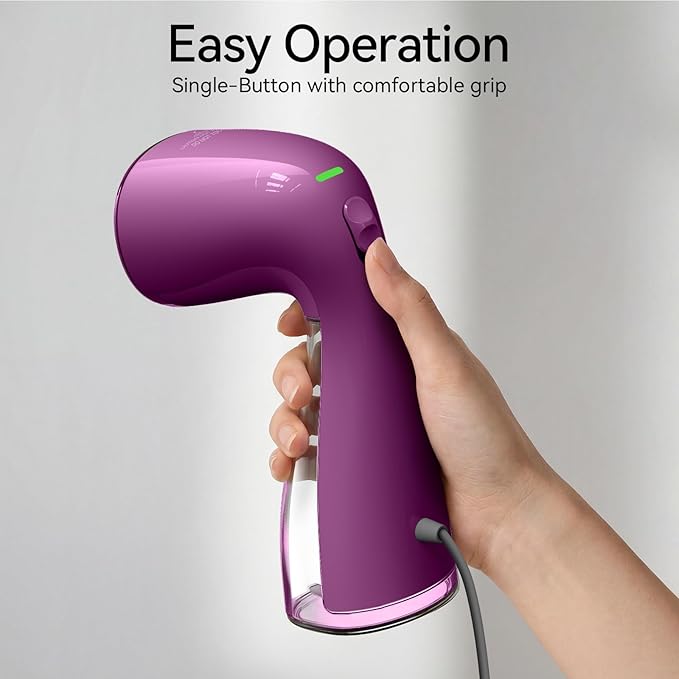 HiLIFE Steamer for Clothes, Portable Handheld Design, 240ml Big Capacity, 700W, Strong Penetrating Steam, Removes Wrinkle, for Home, Office and Travel(ONLY FOR 120V) (Orchid Purple)