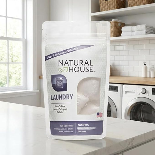 Natural House Laundry Pods - Probiotic Detergent with Oxygen Boost - Plant-Based - Septic Safe - Fragrance Free - 120 Count