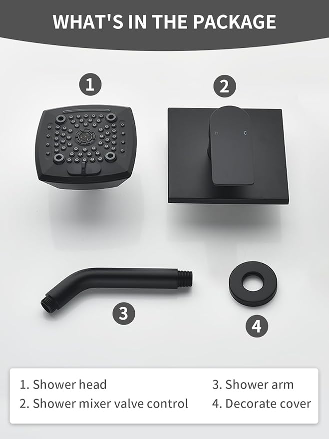 Matte Black Shower Faucet Set 6 Setting Shower Head 5 Inch Shower Trim Kit Modern shower valve kit High Pressure Shower Fixtures Shower System