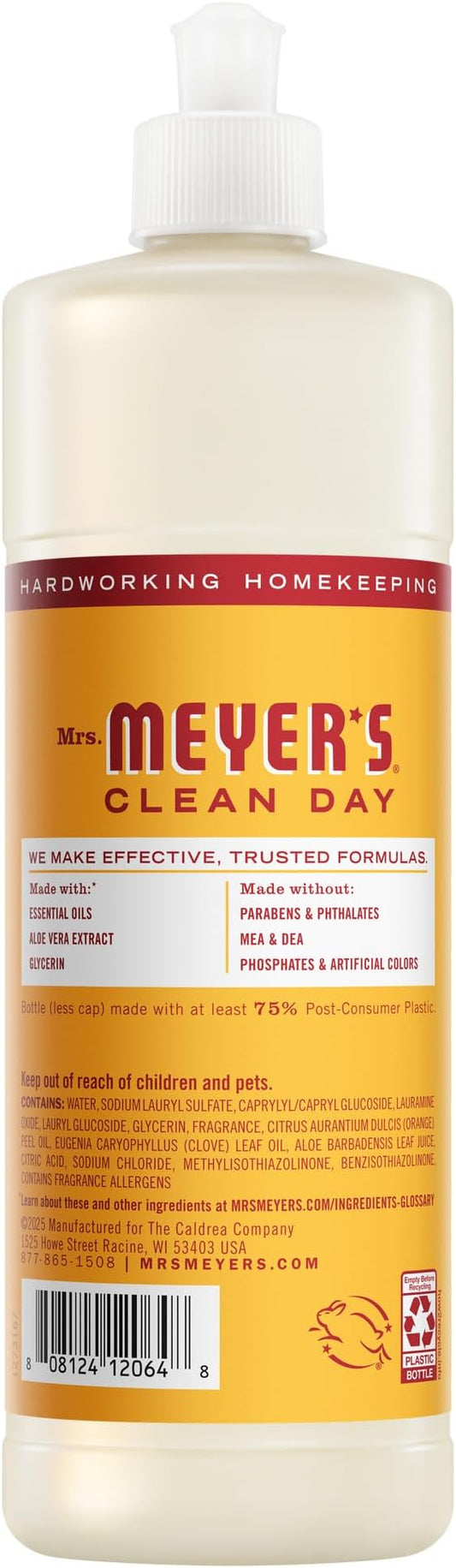 MRS. MEYER'S CLEAN DAY Liquid Dish Soap, Clementine Scent 16 Fl Oz