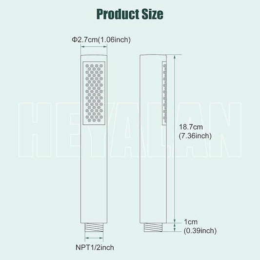 Heyalan Hand Held Shower Wand, High Pressure Handheld Head with Strong Flow, Luxury Spray for Bathroom,Single Function,Brushed Nickel