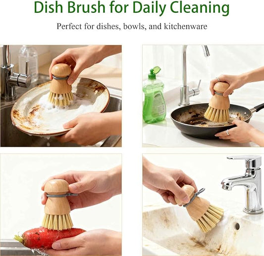Dish Brush with Durable Bristles, Non Scratch, Easy Grip Handle for Dishes Pots Pans and Sink Grease Removal – Dish Cleaning Brush, Dish Scrub Brush, Dish Scrubber, Kitchen Dish Brush