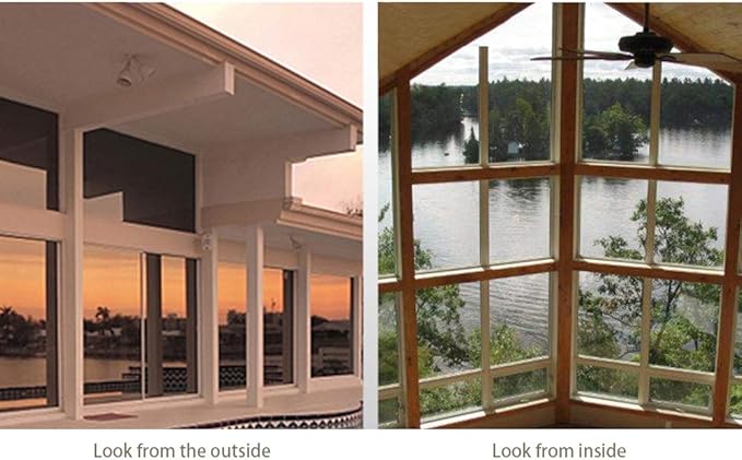 Window Privacy Film One Way Daytime Mirror Tint Treatments UV Heat Control Vinyl Stickers Sun Block Glass Paper Door Covering Reflective (Black Silver, 35.4 Inch x 26.2 Feet)