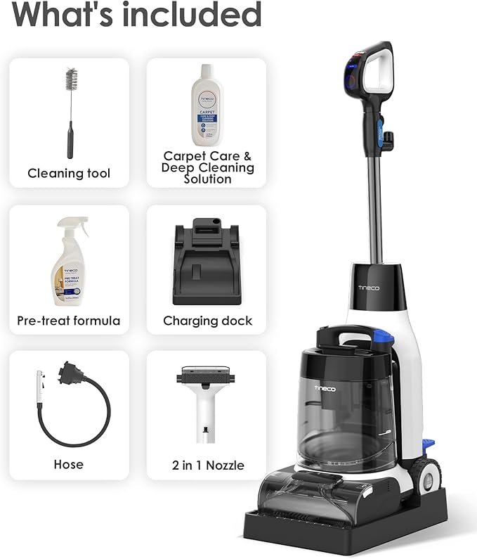Tineco CARPET ONE Cruiser Smart Carpet Cleaner, Self-Cleaning and FlashDry, Deep Cleaning for Pet, Carpet and Upholstery, 167℉ PowerDry, 130W Powerful suction SmoothPower