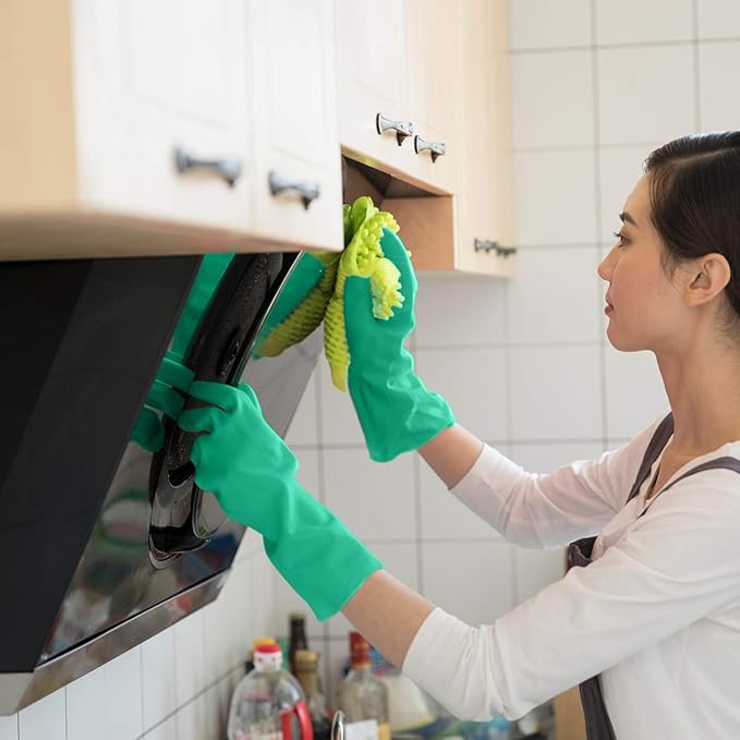 GAYISIC Reusable Kitchen Cleaning Gloves With Latex Free, Non-Slip Design Heavy Duty Gloves for Dishwashing 2 Pairs