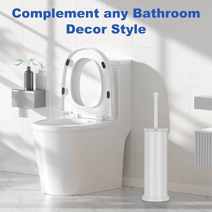 Toilet Brush and Holder Set:304 Stainless Steel Heavy Duty Toilet Bowl Brush,Removable Inner Bowl and Splash Protection,Bathroom Toilet Brush-Dense Bristles for Through Cleaning