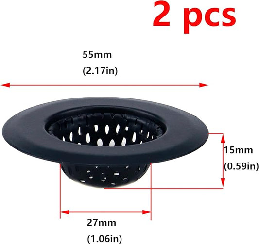 Antrader Kitchen Sink Strainer ,2.17" Top / 1.18" Basket,Stainless Steel Sink Drain Strainer,Black,2 Pack