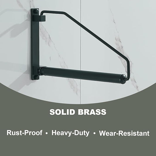 NEWRAIN Folding Clothes Hanger Rack, Wall Mounted Laundry Racks for Drying Clothes,Swing Clothing Hanging System Drying Closet Storage Organizer Black