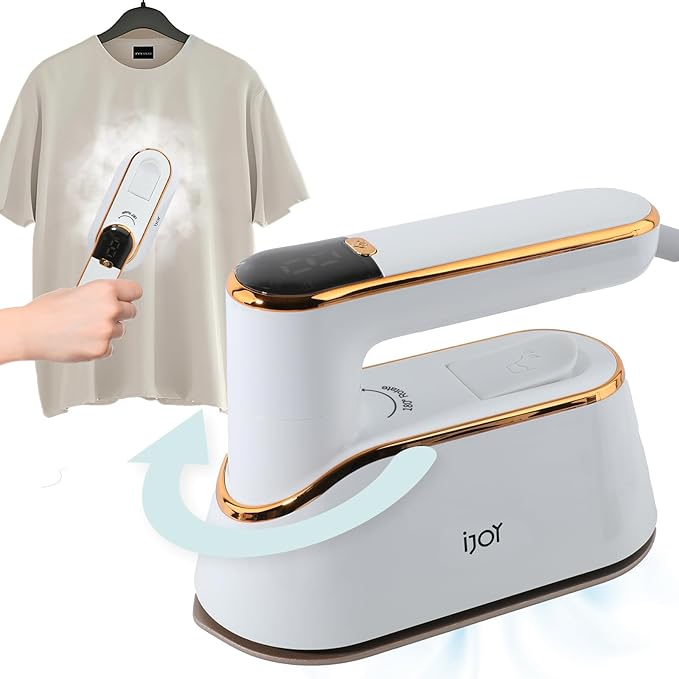 iJoy Travel Steamer Iron 1200W Portable Handheld with 4 Modes & LCD Display – Fast Heating in 10s, 180° Swivel Handle, Powerful Wrinkle Remover for Home, Dorm & Travel| Plancha a Vapor Para Ropa