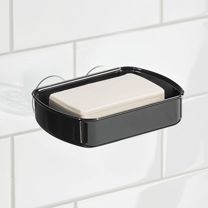 iDesign Suction Cup Soap Dish for Shower - Black