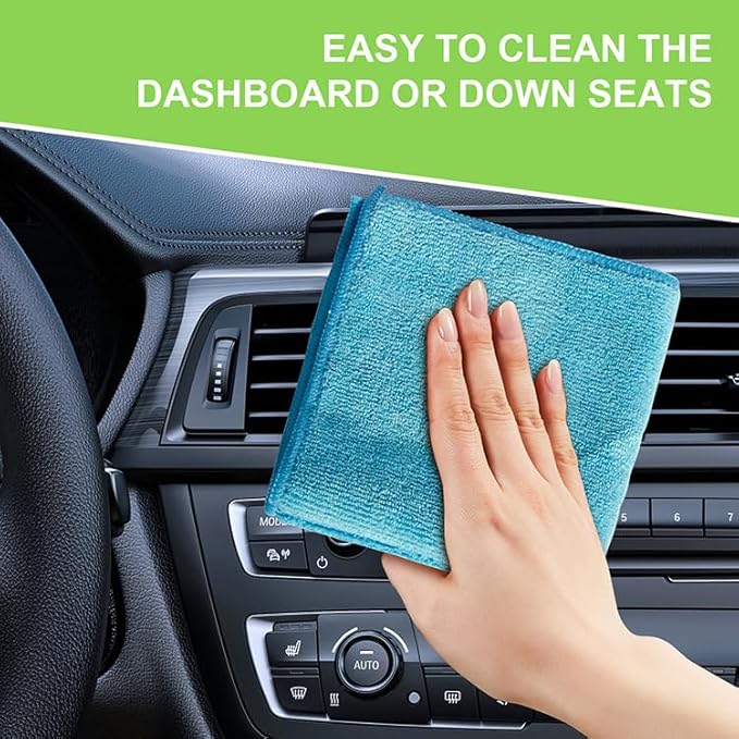 Microfiber Cleaning Cloth, 3 Pcs 11.4 inch x 11.4 inch, Cleaning Rags,Microfiber Cloth, Multi-Functional Cleaning Towels, for Car Detailing, Home, Kitchen (Gray, Green, Blue)