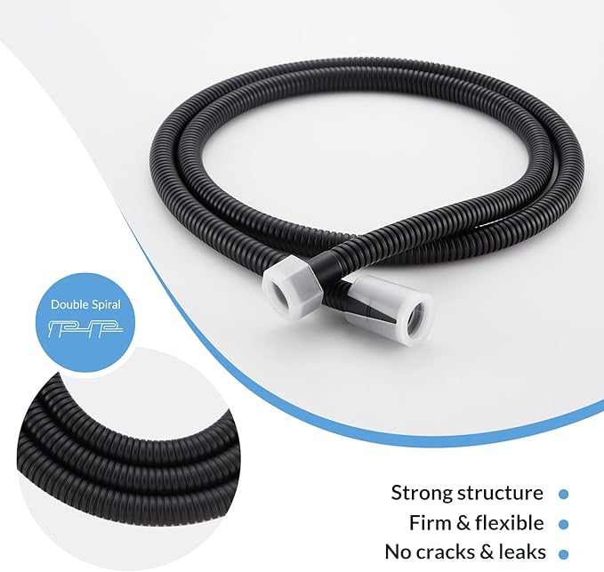 Flexible Shower Hose 59 Inches, APLusee 304 Stainless Steel Shower Tube With Swivel Brass Connector, Extension Replacement Part For Handheld Sprayer And Bidet, Matte Black