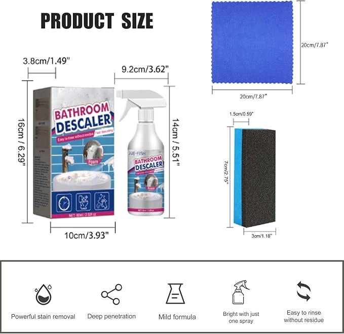 Bathroom Descaler Cleaner, Stubborn Stains Cleaner, Multipurpose Bathroom Foam Cleaner, Bathroom Descaler Cleaner Spray, Limescale Cleaner, All-Purpose Bathroom Descaler Foam Spray (2)
