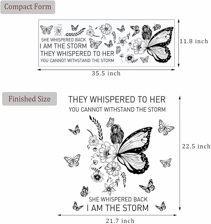 Inspirational Wall Art Positive Quotes Wall Decor Motivational Wall Decals Saying Quotes Wall Stickers Peel and Sticker Wall Decoration Flower Vine Butterfly Wall Sticker for Bedroom Living Room Home Office.