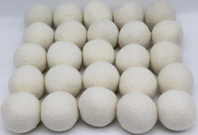 Wooland Wholesale Bulk Laundry XL Premium Wool Dryer Balls - 100% New Zealand Organic Wool Natural Fabric Softener for Sensitive Skin, Babies (25 Count)
