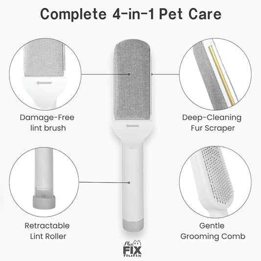 SufurLint 4-in-1 Pet Hair Remover & Grooming Brush - Multi-Functional Cat Deshedding Tool, Reusable Lint Roller for Furniture and Clothing, Professional Pet Massage & Cleaning Brush for Dogs & Cats