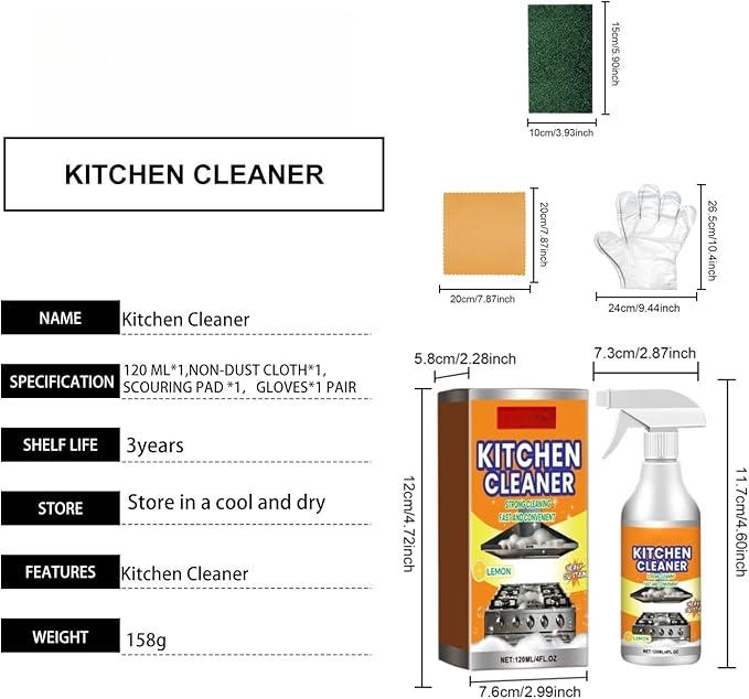 Kitchen Foam Cleaner Spray, All-purpose Grease Cleaner Spray for Pots, Pans, Surfaces & Appliances, Multipurpose Foam Cleaner Kit, Kitchen Cleaner Set