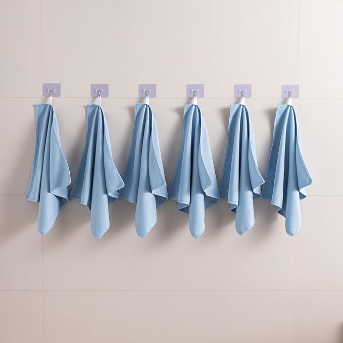 Microfiber Glass Cleaning Cloth 8 Pack, 16 Inch X 12 Inch, Lint Free Quickly Clean Window, Glasses, Windshields, Mirrors, and Stainless Steel, Blue