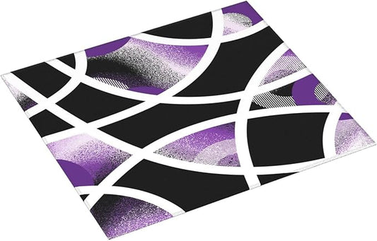 Purple Black White Geometric Abstract Dish Drying Mat for Kitchen Counter & Sink, Absorbent Microfiber Drying Pad for Dishes, Foldable Modern Art Kitchen Mat for Dining Area & Home Decor, 16" x 18"