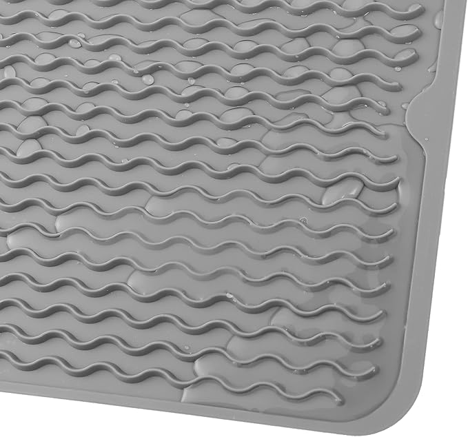 MicoYang Silicone Dish Drying Mat for Multiple Usage,Easy clean,Eco-friendly,Heat-resistant Silicone Mat for Kitchen Counter or Sink,Refrigerator or Drawer liner Grey M 12 inches x 12 inches