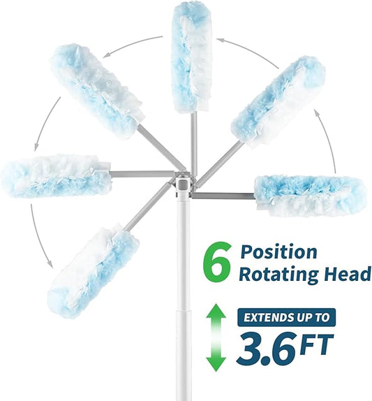 Oshang 12 Pack Disposable Heavy Duty Duster Refills - 43" Extendable Handle, Compatible with Swiffer - Dusters for Cleaning Ceiling Fans, Blinds, Furniture & High Corners