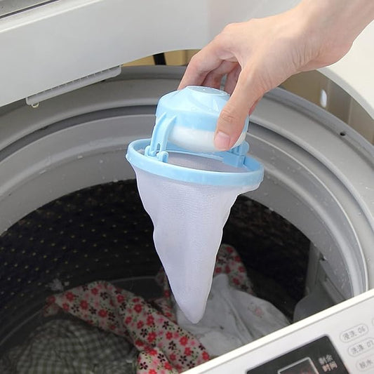 Washing Machine Hair Removal Catcher Filter Mesh Pouch Cleaning Bag Collect, 9.6×5.8cm, Blue