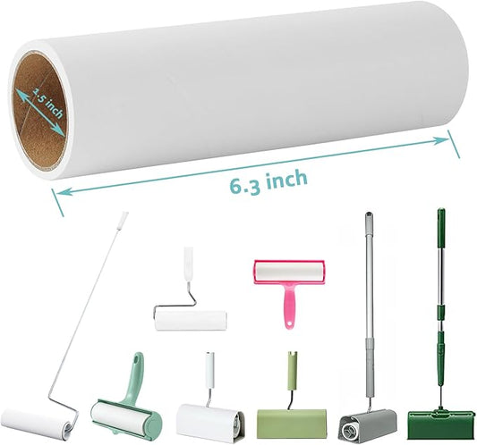 6.3 inch Lint Roller Refills Extra Sticky for PetLovers BomDa YabeePet Fedicelly and More 6.3'' Large Lint Rollers 60 Sheets per Refill Pack of 5 Rolls 300 Sheets Total